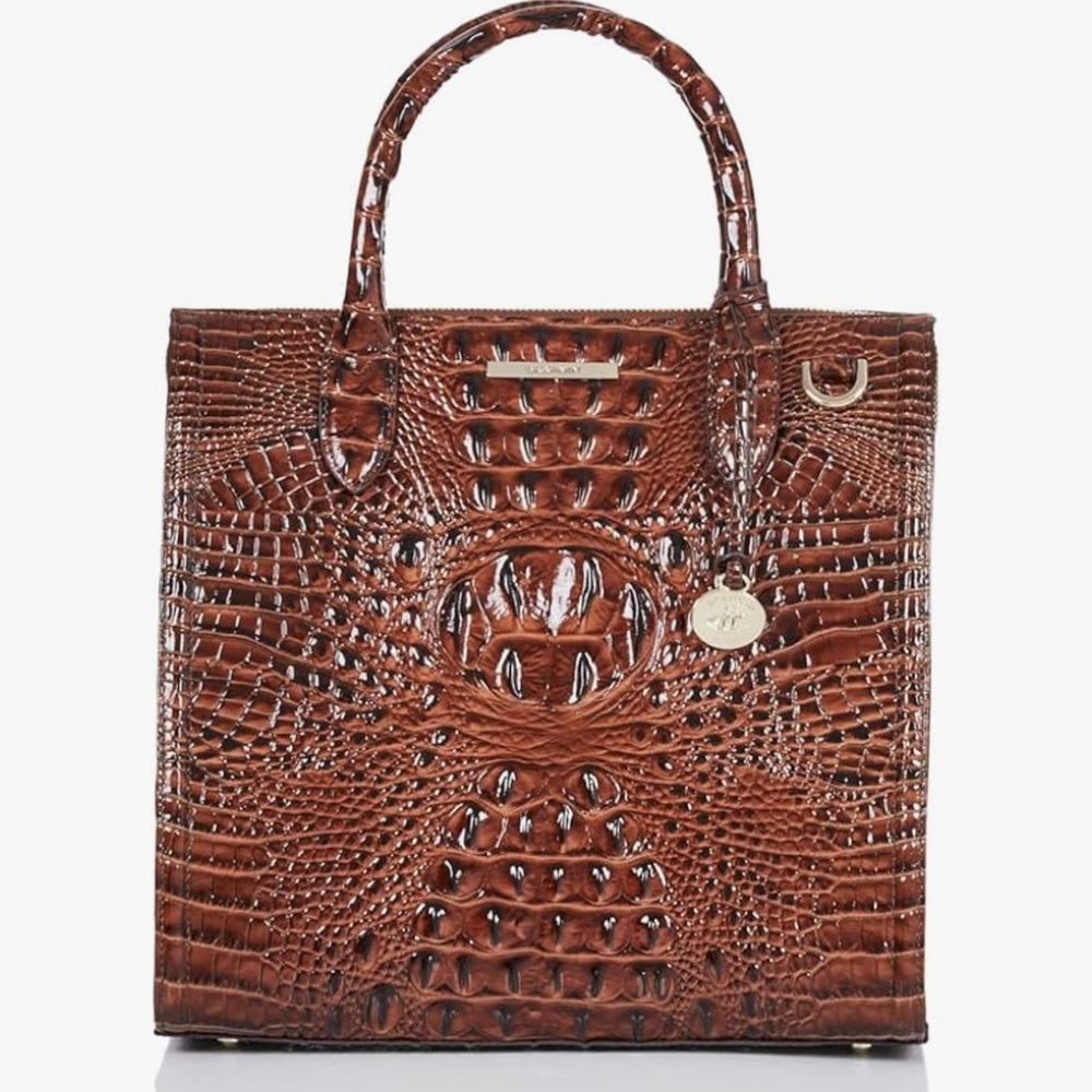 Brahmin Rich Brown Embossed Tote